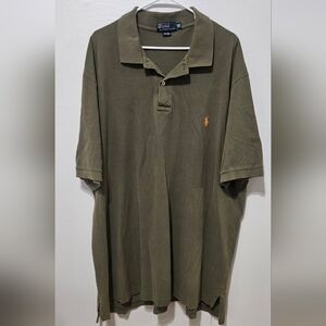 Polo Ralph Lauren Army green Polo Short Sleeve shirt 3xlt 100% Cotton Flaws B2